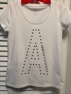 Armani Exchange Women White Star A Logo Tee size Medium